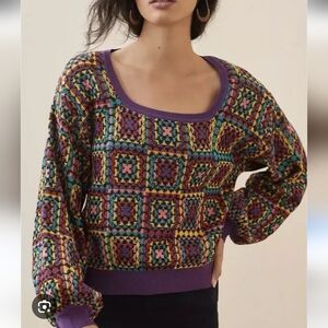 Farm Rio Granny Crochet Sweater Small